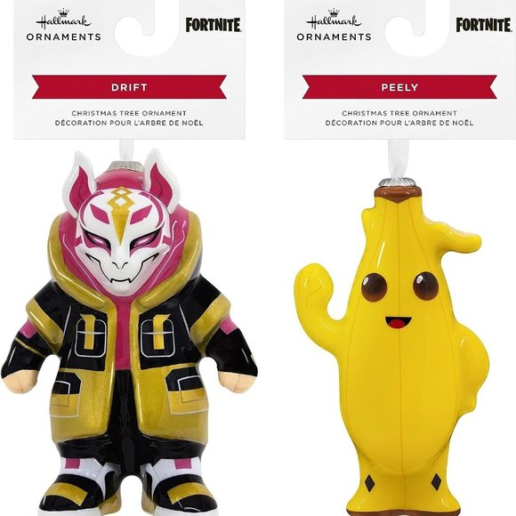 Fortnite Drift and Peely Hallmark Decoupage Christmas Ornaments, Set of 2 - Picture 1 of 7